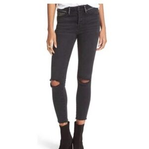 Free People Black Studded Skinny Jeans